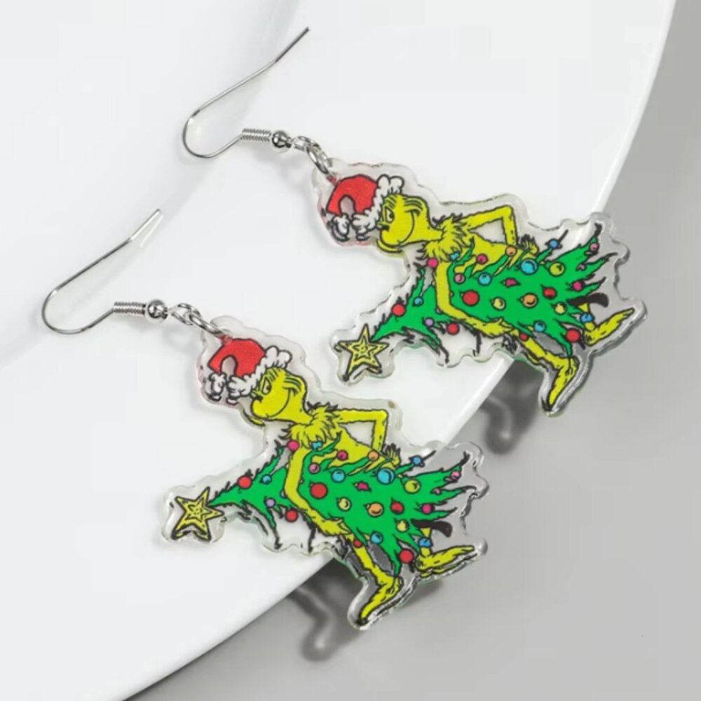 GRINCH Acrylic Dangle Earrings NEW